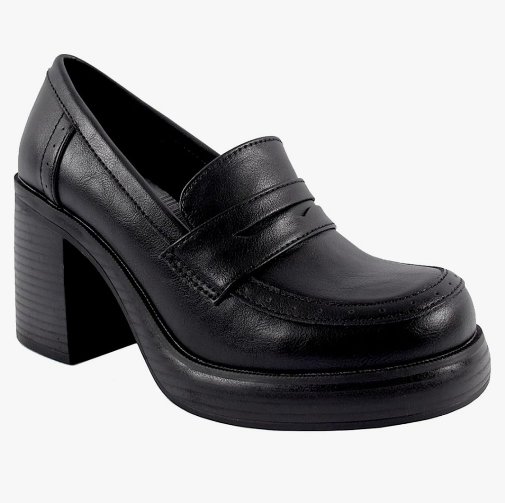 Jelly Pop LA Whitney Black Penny Loafers 3 in heel SZ 7 NWT